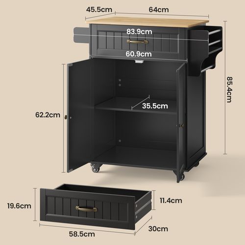 Desserte De Cuisine à Roulettes 3 Niveaux Meuble Multi-rangement