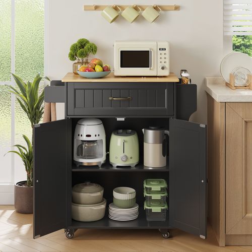 Desserte De Cuisine à Roulettes 3 Niveaux Meuble Multi-rangement