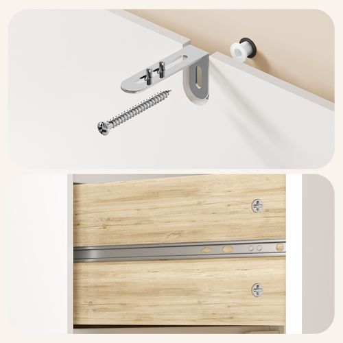 Commode 5 Tiroirs Chiffonnier Blanc 72 X 41 X 94 Cm