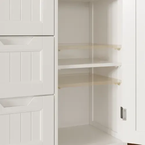 Meuble Cuisine Rangement Commode 4 Tiroirs 1 Porte De Placard 1 étagère Réglable Pour Couverts