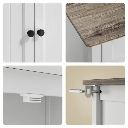 Buffet Cuisine Armoire De Cuisine Avec 2 Portes Et 2 Tiroirs Gris