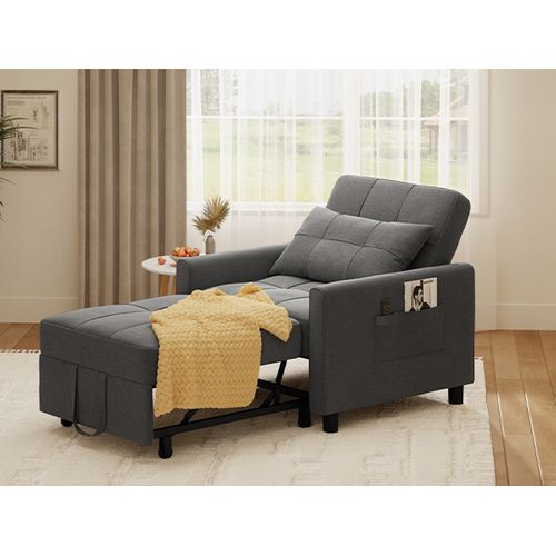 Fauteuil Convertible En Tissu 78x86x84 Cm - Gris Foncé