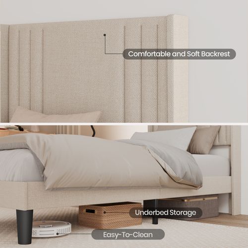 Lit Capitonné En Métal 90x200 Cm Avec Rangements Jaune