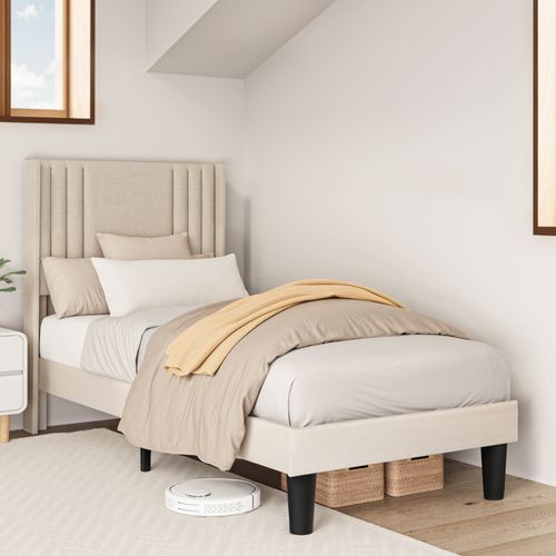 Lit Capitonné En Métal 90x200 Cm Avec Rangements Jaune