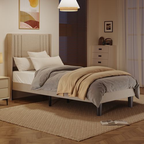 Lit Capitonné En Métal 90x200 Cm Avec Rangements Jaune