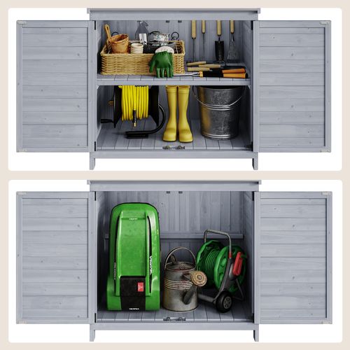 Table De Rempotage Placard De Rangement Extérieur Bois Sapin Table Jardinage Plateau Métal Gris