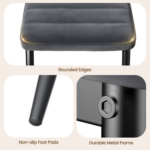Lot De 4 Chaises En Velours - Gris Foncé