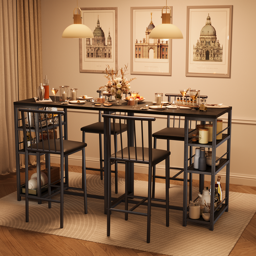 Ensemble Table De Bar Avec 2 Chaises Table De Bar Noir De 91 Cm