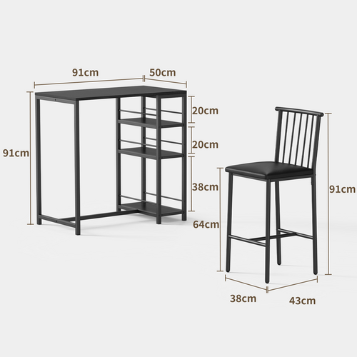 Ensemble Table De Bar Avec 2 Chaises Table De Bar Noir De 91 Cm