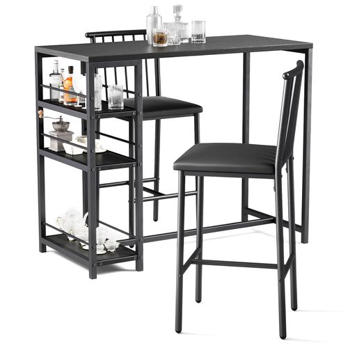 Ensemble Table De Bar Avec 2 Chaises Table De Bar Noir De 91 Cm