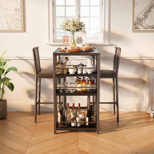 Ensemble Table De Bar Avec 2 Chaises Table De Bar Noir De 91 Cm