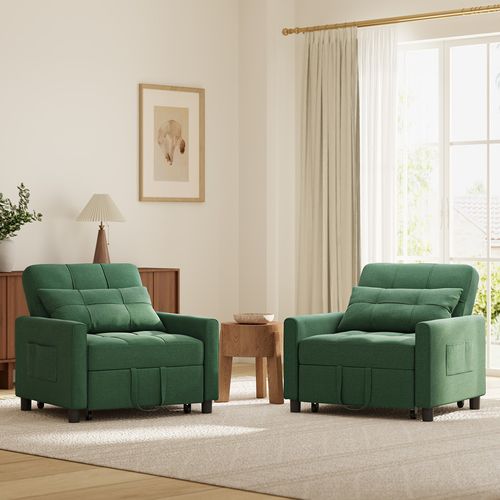 Fauteuil Convertible En Tissu 78x86x84 Cm - Vert
