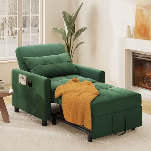 Fauteuil Convertible En Tissu 78x86x84 Cm - Vert