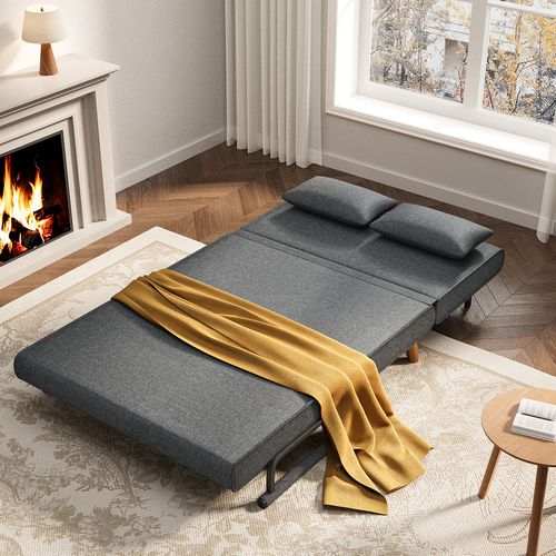 Fauteuil Convertible 2 Place Canapé Lit Modulable Chaise Longue 2 Coussin Réglable