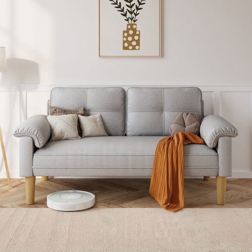 Canapé 2 Places Relax Tissu Gris Clair，145 X 77 X 77 Cm