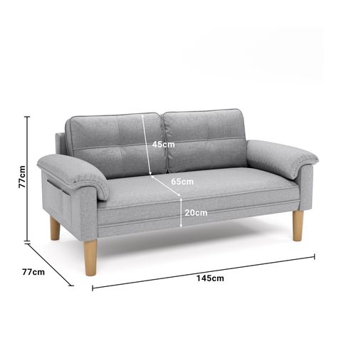 Canapé 2 Places Relax Tissu Gris Clair，145 X 77 X 77 Cm