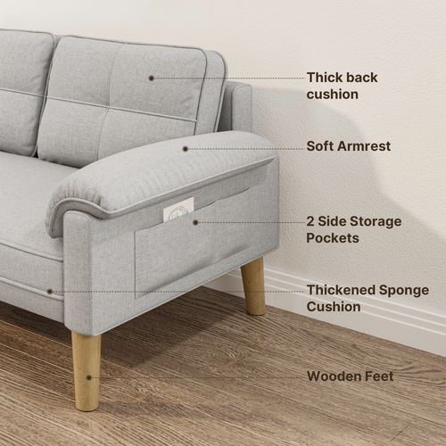 Canapé 2 Places Relax Tissu Gris Clair，145 X 77 X 77 Cm