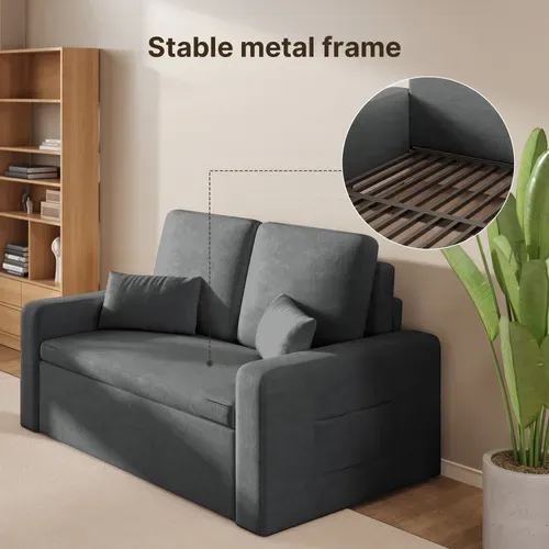 Canapé Convertible 2 Places Longue 2 Coussin Réglable Chenille Gris Foncé