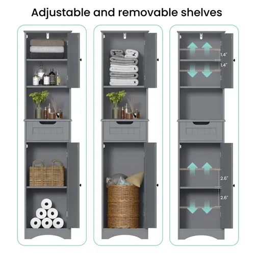 Meuble Colonne Salle De Bain Rangement Sur Pied Armoire 2 Portes Et 1 Tiroir 1 Placard Étagère