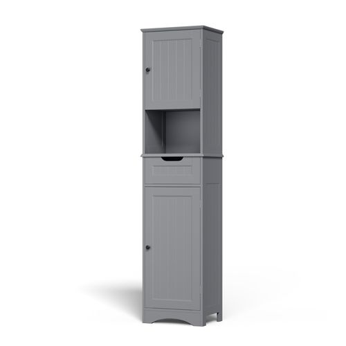 Meuble Colonne Salle De Bain Rangement Sur Pied Armoire 2 Portes Et 1 Tiroir 1 Placard Étagère