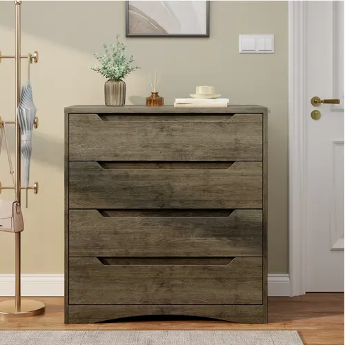 Commode 4 Tiroirs Chiffonnier Gris Foncé 72 X 41 X 82 Cm