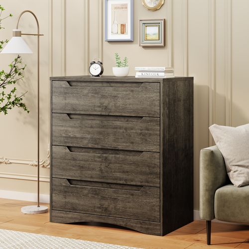 Commode 4 Tiroirs Chiffonnier Gris Foncé 72 X 41 X 82 Cm