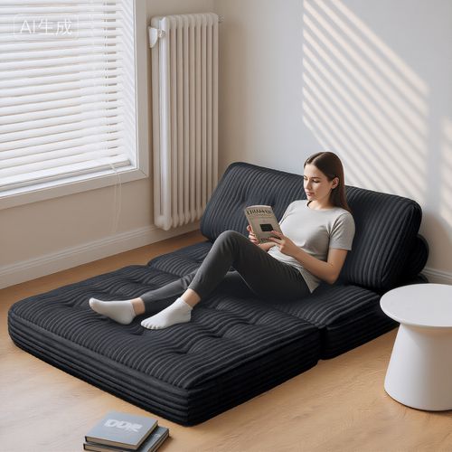 Canapé Convertible Fauteuil Lit 2 Place Dossier Gris Foncé Velours Côtelé  Longue Coussin 130x90cm