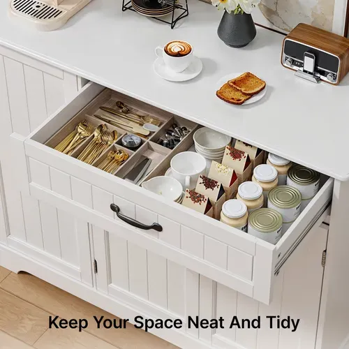 Buffet De Cuisine 3 Portes 1 Tiroir 105 X 40 X 84.5 Cm Blanc