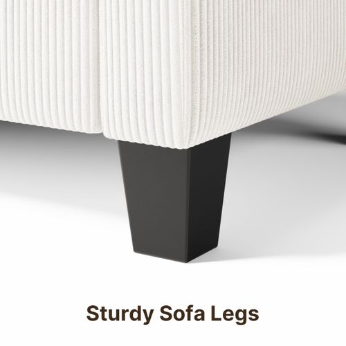 Canapé D’angle 3 Places Velours Côtelé Beige