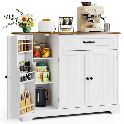 Buffet De Cuisine 3 Portes 1 Tiroir 105 X 40 X 84.5 Cm - Blanc