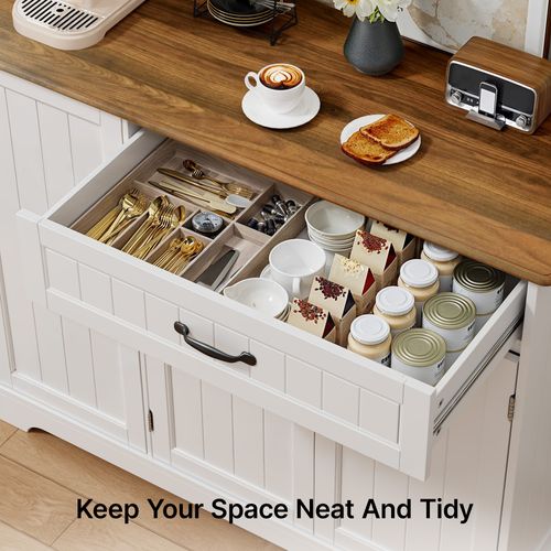 Buffet De Cuisine 3 Portes 1 Tiroir 105 X 40 X 84.5 Cm - Blanc