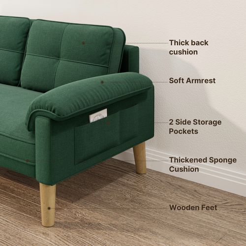 Canapé 2 Places Relax Tissu Vert，145 X 77 X 77 Cm