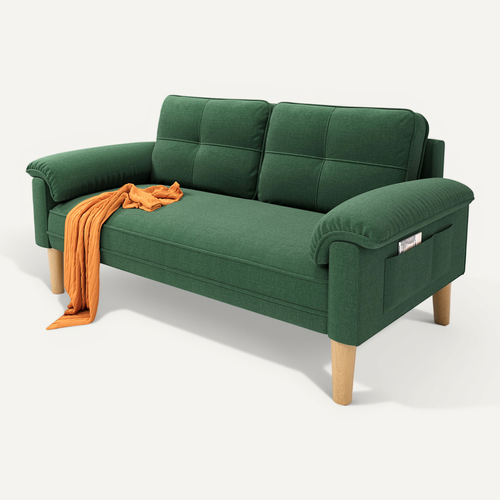 Canapé 2 Places Relax Tissu Vert，145 X 77 X 77 Cm
