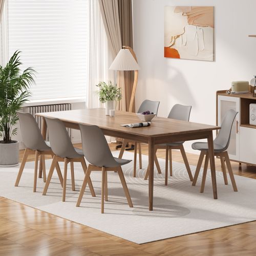Lot 6 Chaises Scandinave En Pu Et Bois, Confortable Pour Salle à Manger Et Cuisine,gris