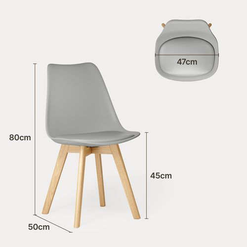 Lot 6 Chaises Scandinave En Pu Et Bois, Confortable Pour Salle à Manger Et Cuisine,gris