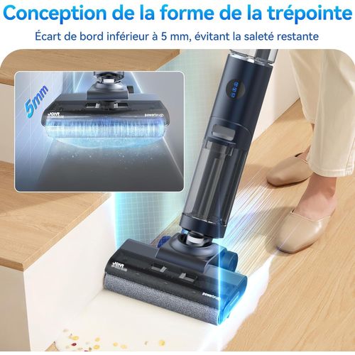 ED12 Pro Aspirateur Laveur Sans Fil 3 en 1,Aspirateur Sec et Humide,40 Minutes