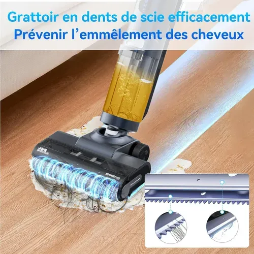 ED12 Pro Aspirateur Laveur Sans Fil 3 en 1,Aspirateur Sec et Humide,40 Minutes