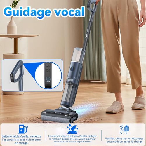 ED12 Pro Aspirateur Laveur Sans Fil 3 en 1,Aspirateur Sec et Humide,40 Minutes