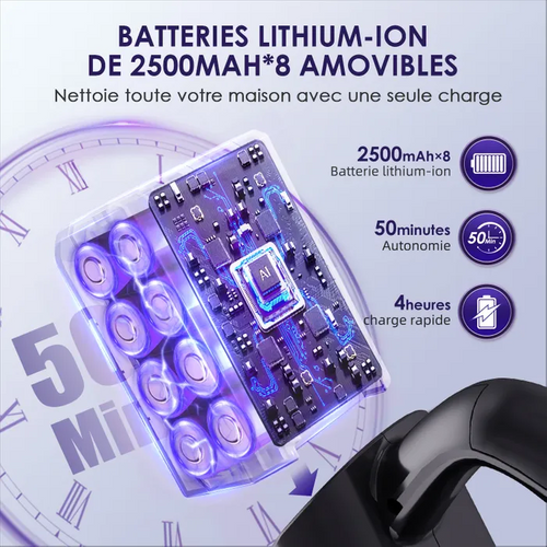 Aspirateur Balai Sans Fil 50KPa-Puissant 520w - autonomie 50min - 5-en-1 Anti-acariens