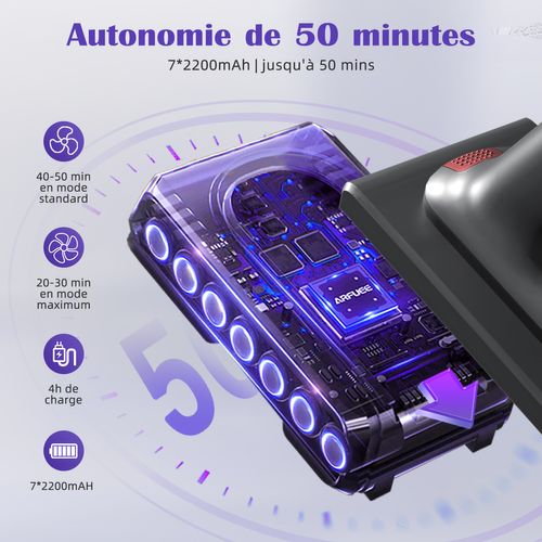 Aspirateur Balai Sans Fil 40000pa, Autonomie 50min, 6 En 1, Écran Tactile 2 Vitesses Réglables