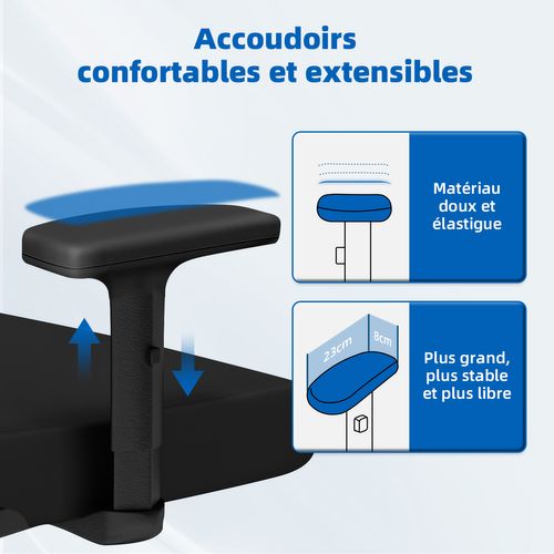 Fauteuil De Bureau Avec Hauteur Réglable Et Dossier Inclinable 70x53x128 Cm - Noir