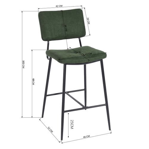 Lot De 4 Tabouret De Bar Avec Dossier Et Repose-pieds, Siège Rembourrés De 69 Cm De Haut