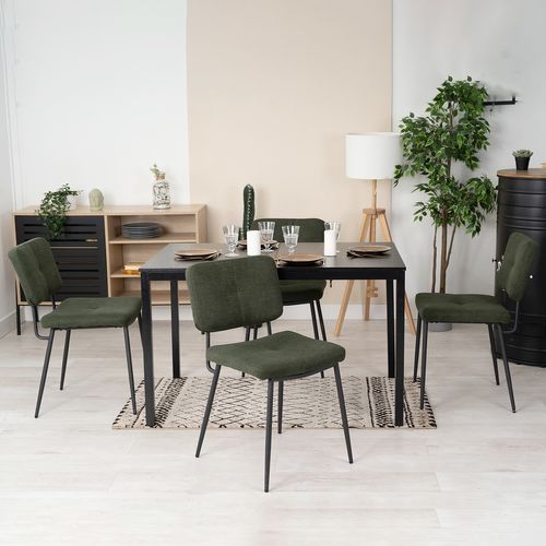 Lot De 4 Chaises De Salle À Manger Avec Dossier Assise Rembourrée En Tissu Pieds En Métal, Vert