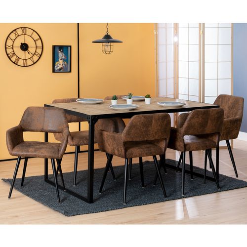 Lot De 6 Chaise De Salle À Manger Fauteuil Rétro Vintage Pieds En Métal, Marron
