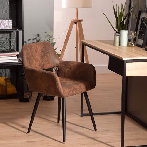 Lot De 6 Chaise De Salle À Manger Fauteuil Rétro Vintage Pieds En Métal, Marron