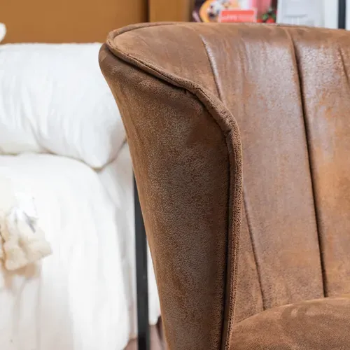 Lot De 6 Chaises De Salle À Manger Fauteuil Assise Rembourrée En Suédine Pieds En Métal, Marron