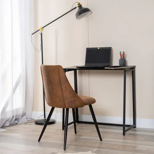 Lot De 6 Chaises De Salle À Manger Industriel Fauteuil Assise Rembourrée En Suédine, Marron