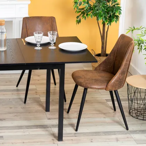 Lot De 6 Chaises De Salle À Manger Industriel Fauteuil Assise Rembourrée En Suédine, Marron