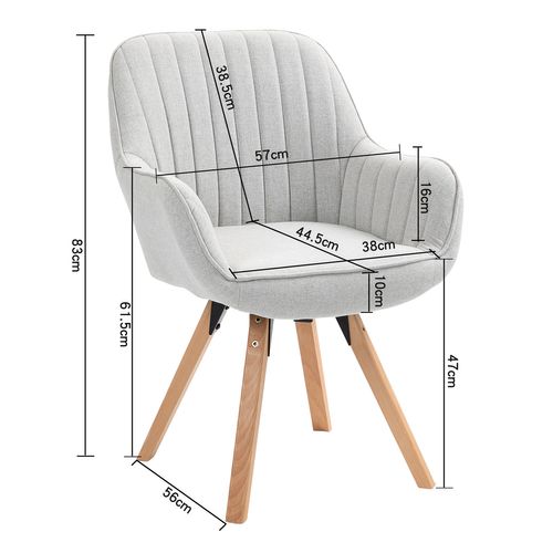 Lot De 4 Chaise Salle À Manger Fauteuil Pivotant Avec Accoudoirs Pieds En Bois Massif Beige