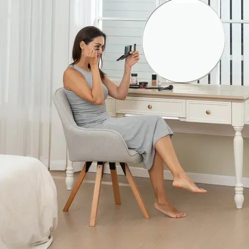 Lot De 4 Chaise Salle À Manger Fauteuil Pivotant Avec Accoudoirs Pieds En Bois Massif Beige